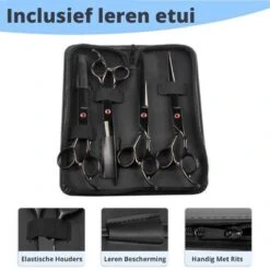 Petsify - Professionele 8-delige Huisdier Knipset - Effileerschaar Hond - Kam Hond - Schaar Hond - Katten Kam - Hondenschaar - Trimschaar Voor Honden - Kapperset - Zwart -Hondenbenodigdheden Korting 1200x1200 434
