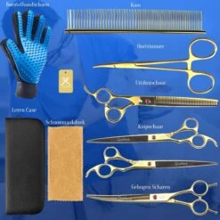 Scharenset Hond - 8-Delige Scharenset - Hondenschaar - Trimset - Trimschaar Voor Honden - Huisdier Knipset - Effileerschaar Hond - Goud -Hondenbenodigdheden Korting 1200x1200 448
