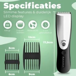 Essential Goods Professionele Hondentondeuse – Hondentrimmer - Draadloos – Opzet Kammen – Dik/Dunne Vacht - Honden/Katten - Zwart/Zilver -Hondenbenodigdheden Korting 1200x1200 464