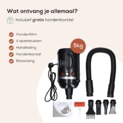 MiMOPETS® Hondenföhn Met 4 Opzetstukken – Waterblazer Voor Honden Met Geluiddemper -Hondendroger - Zwart -Hondenbenodigdheden Korting 1200x1200 535