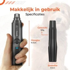 PetGoods Elektrische Nagel Vijl Voor Huisdieren - Incl. 2 Vijlen - Honden/Katten/Dieren - Draadloos -Hondenbenodigdheden Korting 1200x1200 639