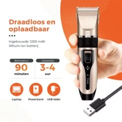 PetGoods Hondentondeuse - 10 Delige Set - Katten & Honden - Draadloos - Low Noise - Incl. Schaar, Nagelknipper, Vijl & Kam -Hondenbenodigdheden Korting 1200x1200 699