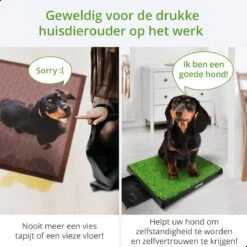 AWEMOZ Hondentoilet Kunstgras - Met 2 Matten En Opvangbak - 64x52x7,5cm - Puppy Pads - Zindelijkheidstraining Hond - Training Pads - Indoor / Outdoor Honden Toilet -Hondenbenodigdheden Korting 1200x1200 856
