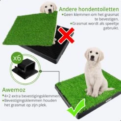 AWEMOZ Hondentoilet Kunstgras - Met 2 Matten En Opvangbak - 64x52x7,5cm - Puppy Pads - Zindelijkheidstraining Hond - Training Pads - Indoor / Outdoor Honden Toilet -Hondenbenodigdheden Korting 1200x1200 857