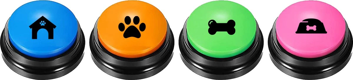 Merkloos Dog Buttons Praatknop Voor Honden - Met Opname Functie - Met Stickers - Intelligentie Speelgoed - 4 Stuks 2 Merkloos Dog Buttons Praatknop Voor Honden - Met Opname Functie - Met Stickers - Intelligentie Speelgoed - 4 Stuks - Afbeelding 2