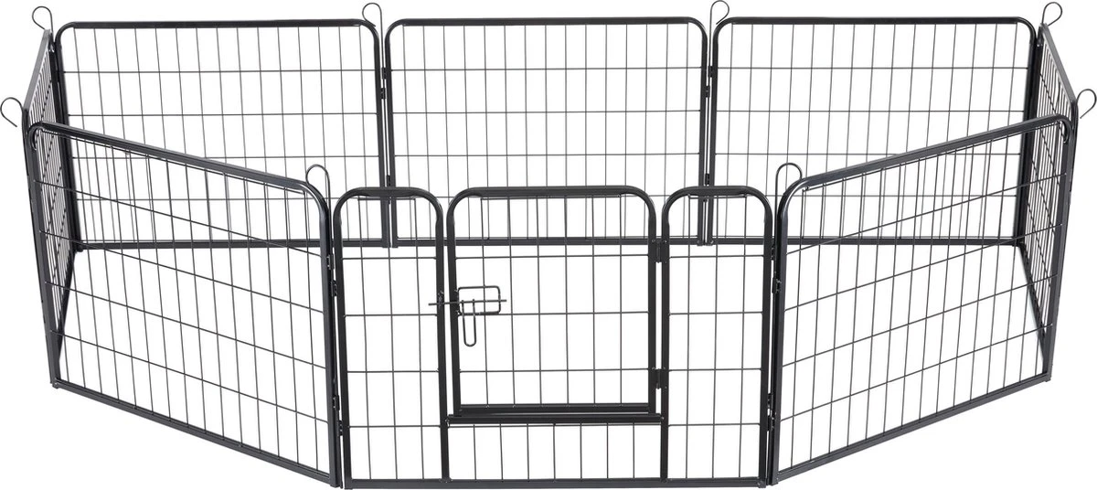 ACAZA Hondenren In 8 Panelen - Hondenkennel - Met Deur - 60 Cm Hoogte - Zwart 5 ACAZA Hondenren In 8 Panelen - Hondenkennel - Met Deur - 60 Cm Hoogte - Zwart - Afbeelding 5