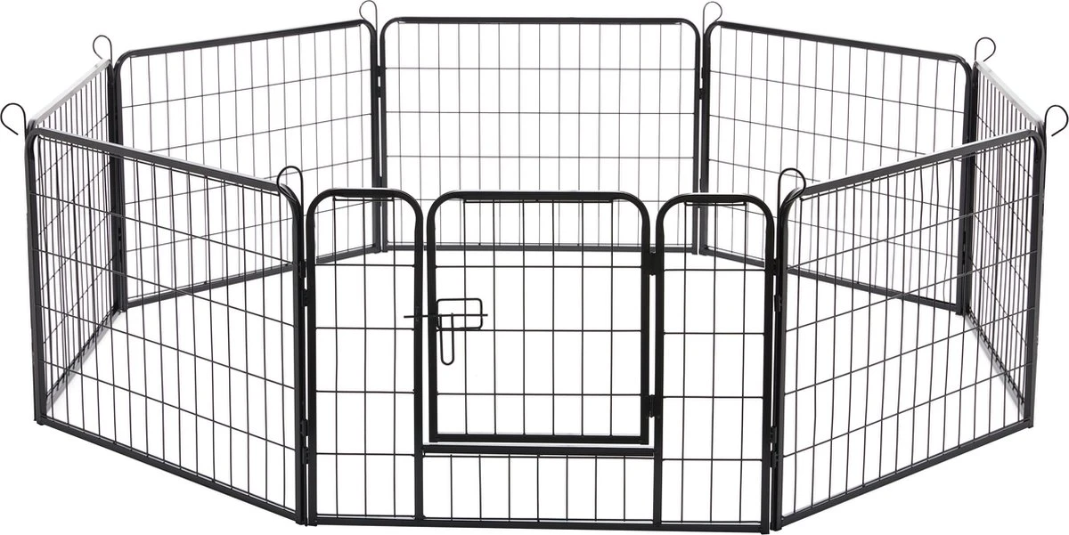 ACAZA Hondenren In 8 Panelen - Hondenkennel - Met Deur - 60 Cm Hoogte - Zwart 8 ACAZA Hondenren In 8 Panelen - Hondenkennel - Met Deur - 60 Cm Hoogte - Zwart - Afbeelding 8