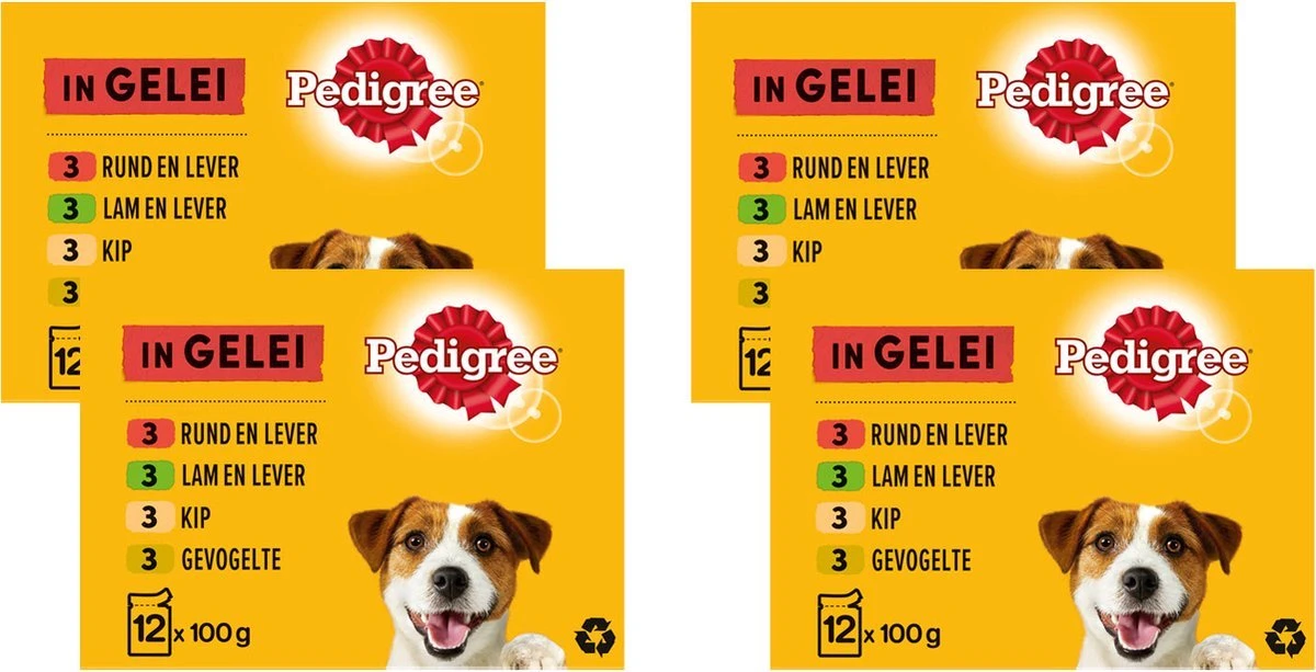 Pedigree Adult Honden Natvoer - Vlees & Gevogelte In Gelei - 4 X 6 Stuks 1 Pedigree Adult Honden Natvoer - Vlees & Gevogelte In Gelei - 4 X 6 Stuks