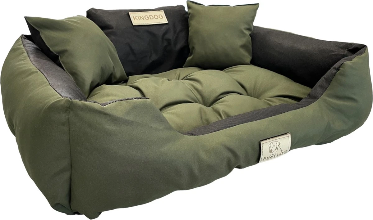 KingDog - Honden- En Kattenbed Met Twee Kussen - Wasbaar - Binnenmaat: 130x100m/ Buitenmaat: 145x115cm- Groen 1 KingDog - Honden- En Kattenbed Met Twee Kussen - Wasbaar - Binnenmaat: 130x100m/ Buitenmaat: 145x115cm- Groen