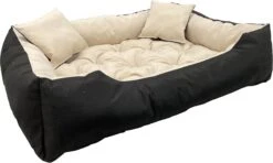 Ecco - Honden- En Kattenbed Met Kussen | Binnenmaat: 130x100 / Buitenmaat: 145x115cm - Beige / Zwart -Hondenbenodigdheden Korting 1200x717 4
