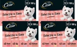 Cesar Selectie In Saus Maaltijdzakjes Honden Natvoer - Vlees En Groenten In Saus - 48 X 100 Gr -Hondenbenodigdheden Korting 1200x733