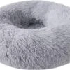 Donut Hondenmand - Zacht Pluche Hondenmanden - Antislip - Fluffy En Rond Donutmand - 100cm - Lichtgrijs