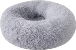 Donut Hondenmand - Zacht Pluche Hondenmanden - Antislip - Fluffy En Rond Donutmand - 100cm - Lichtgrijs