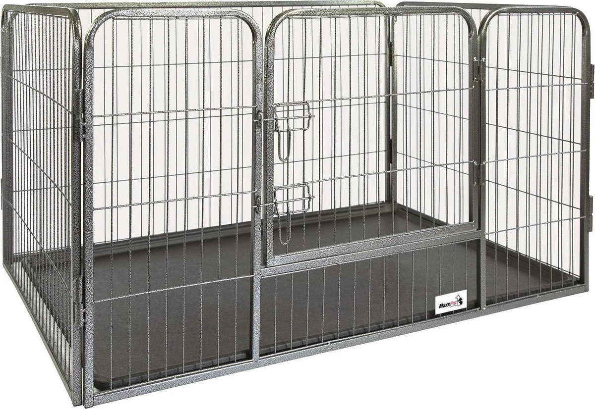 MaxxPet Puppyren - Hondenbench - Puppykennel - Hondenren - 125 X 78 X 80 Cm - Zwart 1 MaxxPet Puppyren - Hondenbench - Puppykennel - Hondenren - 125 X 78 X 80 Cm - Zwart