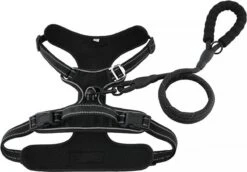 Hondenharnas – Inclusief Hondenriem – Reflecterend – Hondentuig – Hondenriem – Y Tuig Hond - Anti Trek Tuig - Zwart – Maat M