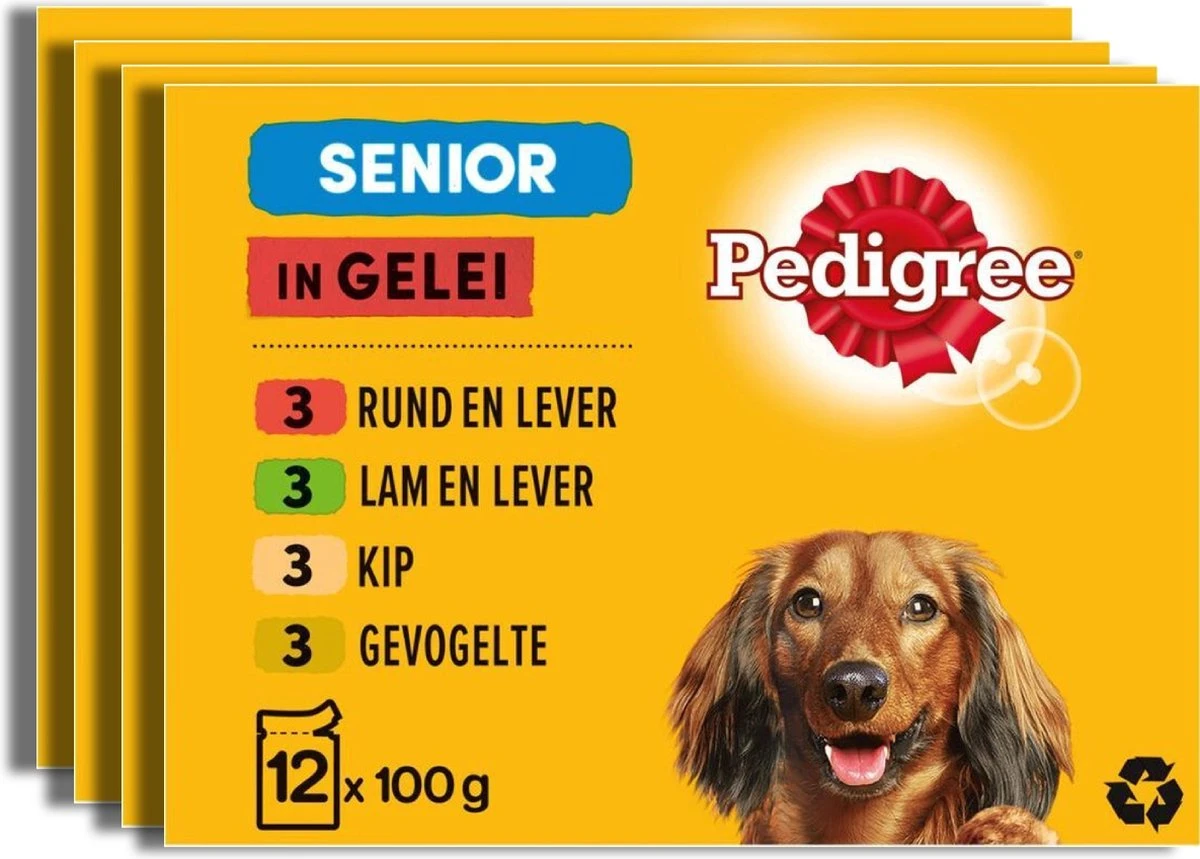 Pedigree Senior In Gelei Honden Natvoer - Vlees En Gevogelte In Gelei - 48 X 100 Gr 1 Pedigree Senior In Gelei Honden Natvoer - Vlees En Gevogelte In Gelei - 48 X 100 Gr