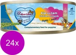 24x Renske Blik Vers Gestoomd Complete Menu Puppy Kip - Lam 95 Gr -Hondenbenodigdheden Korting 1200x868
