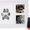 NOVOB® Fotolijst Met Inktafdruk - Pootafdruk Hond - Contactloos - Paw Print - Hondenspeelgoed - Afdruk Huisdier - Cadeau - 23.5 X 29 Cm | Wit