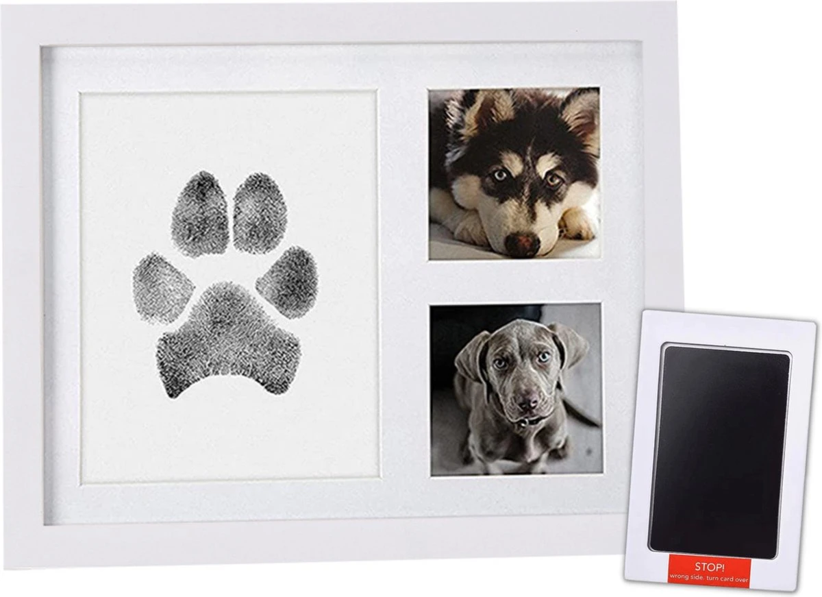 NOVOB® Fotolijst Met Inktafdruk - Pootafdruk Hond - Contactloos - Paw Print - Hondenspeelgoed - Afdruk Huisdier - Cadeau - 23.5 X 29 Cm | Wit 1 NOVOB® Fotolijst Met Inktafdruk - Pootafdruk Hond - Contactloos - Paw Print - Hondenspeelgoed - Afdruk Huisdier - Cadeau - 23.5 X 29 Cm | Wit