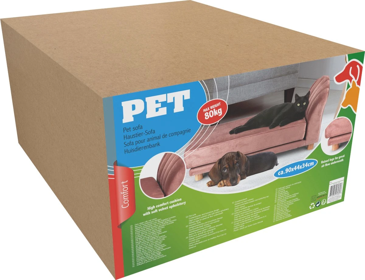 Maxxpro Katten- En Hondenbank - Roze - Verhoogd Met Houten Poten - Fluweel Materiaal - 90 X 44 X 34 CM - Huisdieren Tot 80 KG 5 Maxxpro Katten- En Hondenbank - Roze - Verhoogd Met Houten Poten - Fluweel Materiaal - 90 X 44 X 34 CM - Huisdieren Tot 80 KG - Afbeelding 5