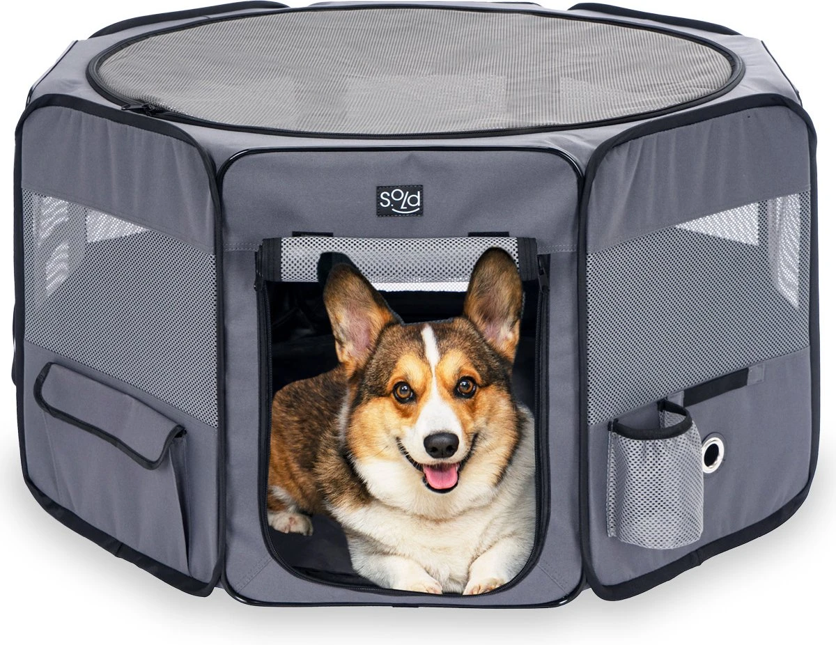 Puppyren - Hondenren - Opvouwbaar - Ook Geschikt Voor Katten En Knaagdieren - Maat M - Grijs - (ØxH) 91x52 Cm 1 Puppyren - Hondenren - Opvouwbaar - Ook Geschikt Voor Katten En Knaagdieren - Maat M - Grijs - (ØxH) 91x52 Cm