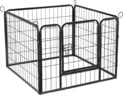 ACAZA Hondenren In 4 Panelen - Hondenkennel - Met Deur - 60 Cm Hoog - Zwart