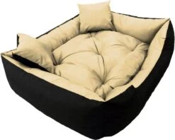 Ecco - Honden- En Kattenbed Met Kussen | Binnenmaat: 130x100 / Buitenmaat: 145x115cm - Beige / Zwart -Hondenbenodigdheden Korting 1200x961