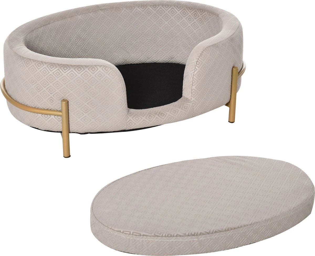 PawHut Huisdierenbank Hondenbank Kattenbank Zacht Rugleuning Metalen Poten Grijs D04-166 4 PawHut Huisdierenbank Hondenbank Kattenbank Zacht Rugleuning Metalen Poten Grijs D04-166 - Afbeelding 4