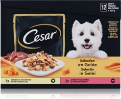 Cesar Selectie In Gelei Maaltijdzakjes Honden Natvoer - Vlees En Groenten In Gelei - 48 X 100g -Hondenbenodigdheden Korting 1200x982