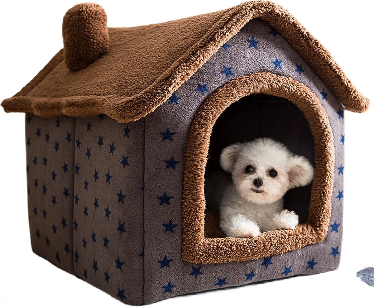 Château Animaux® Hondenhuis - Kattenhuis - 50 X 40x 46 Cm - Dierenhuis - Kattenhok - Hondentent - Hondenhuisjes Voor Binnen - Bruin 1 Château Animaux® Hondenhuis - Kattenhuis - 50 X 40x 46 Cm - Dierenhuis - Kattenhok - Hondentent - Hondenhuisjes Voor Binnen - Bruin