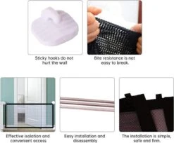 Merkloos ACE Pets – Oprolbaar Hondenrek Voor Binnen - Traphekje Hond Zonder Boren - Veiligheidshek Deurhekje - 180 X 72 Cm - Zwart -Hondenbenodigdheden Korting 1200x992 5