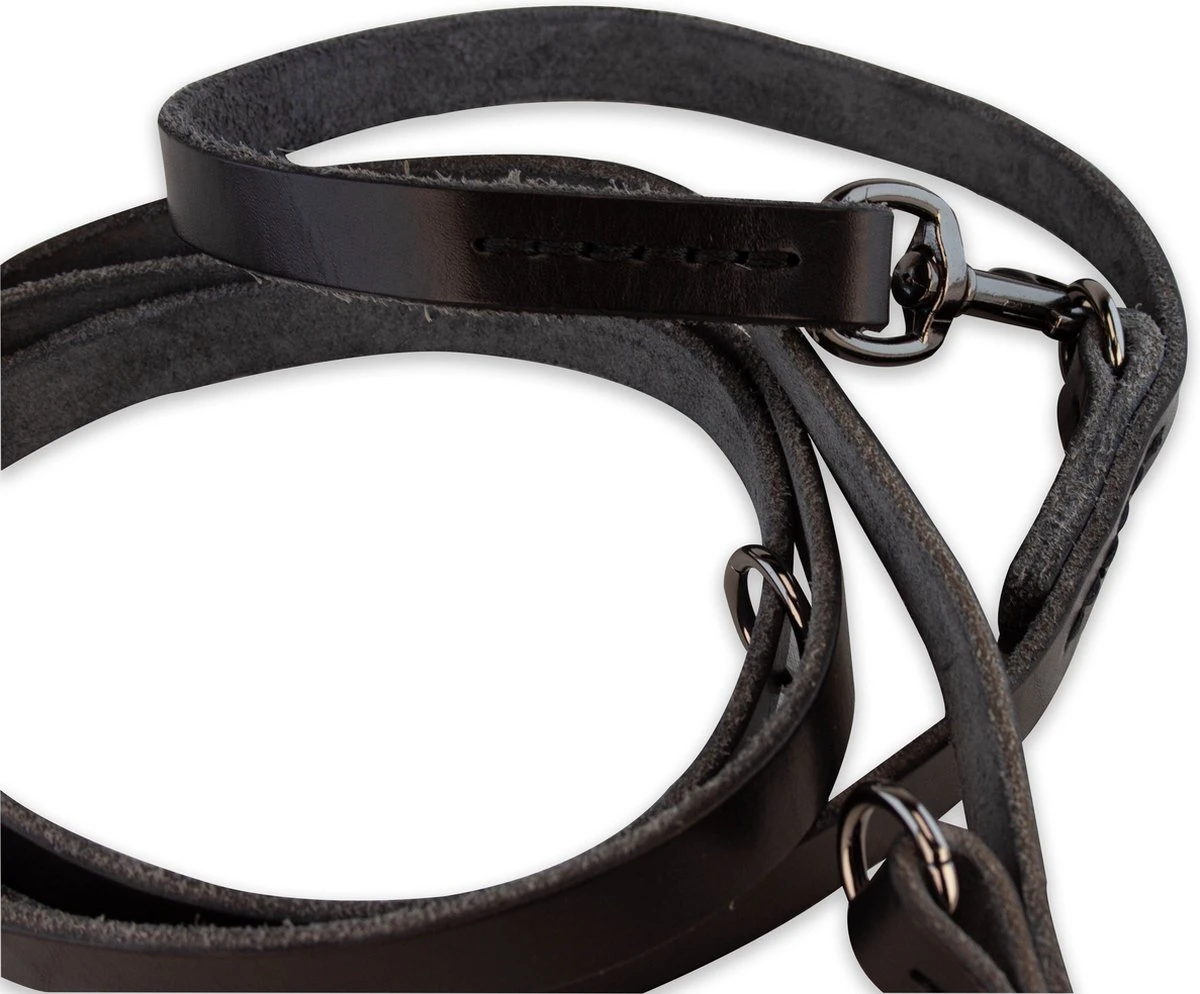 Multifunctionele Hondenriem - 220cm - Volledig Zwart - Leren Hondenriem - 100% Volnerfleer - Hondenriem Leer 3 Multifunctionele Hondenriem - 220cm - Volledig Zwart - Leren Hondenriem - 100% Volnerfleer - Hondenriem Leer - Afbeelding 3