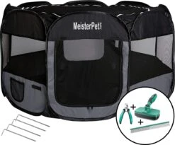 Meisterpet - XXL Opvouwbare Puppyren - 130 X 130 X 60 Cm - Met Gratis Dieren Verzorging Set T.w.v. €19.99