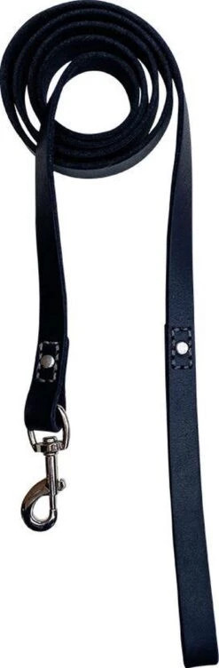 Hondenriem - 220cm – Zwarte Riem - Leren Hondenriem Met Stiksels – 100% Volnerfleer - Hond - Leer - Leder -Hondenbenodigdheden Korting 394x1200