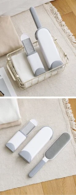 IGOODS - Pet Hair Remover - Hond & Kat Roller Brush - Dubbelzijdig Bont Ontharingsgereedschap Met Zelfreinigende Basis - Reismaatborstel - Voor Kleding - Bank - Tapijt - Autostoel GRIJS -Hondenbenodigdheden Korting 469x1200