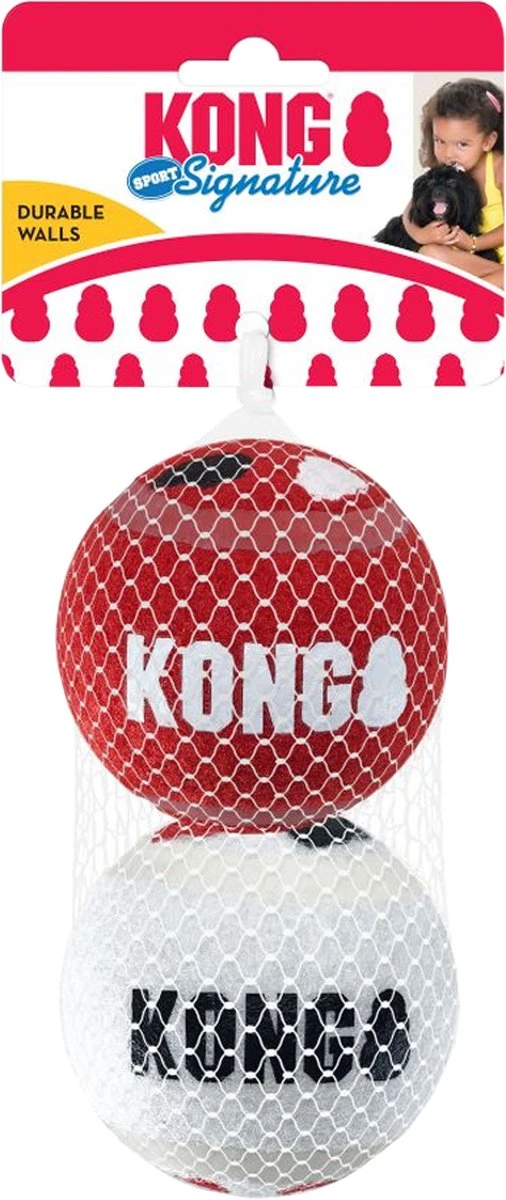 KONG Signature Speelballen L - Steviger Dan Tennisballen - Niet Schurend Materiaal - Speelbal Voor Honden - 2 Stuks 3 KONG Signature Speelballen L - Steviger Dan Tennisballen - Niet Schurend Materiaal - Speelbal Voor Honden - 2 Stuks - Afbeelding 3