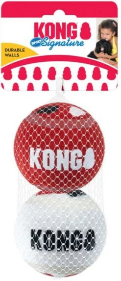 KONG Signature Speelballen L - Steviger Dan Tennisballen - Niet Schurend Materiaal - Speelbal Voor Honden - 2 Stuks