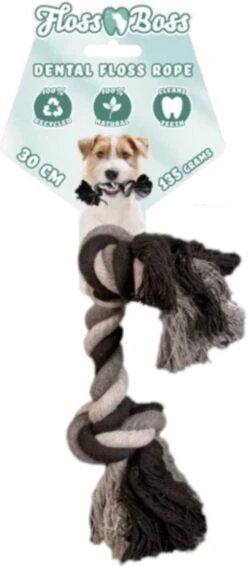 Floss Boss Flostouw – Zeer Stevig En Veilig Hondenspeelgoed – Hondentouw Van Gerecycled Katoen – Grijs Trektouw – 30cm - 135g – 2 Knopen -Hondenbenodigdheden Korting 524x1200 1
