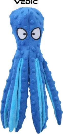 VEDIC® - Octopus Blauw Honden Knuffel - Piepspeelgoed - Geen Vulling - 32CM