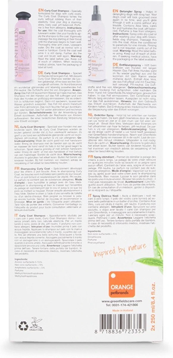 Greenfields Labradoodle Vacht Verzorgingsset - Shampoo En Anti-Klit Spray Voor Langharige Of Krullende Vacht 10 Greenfields Labradoodle Vacht Verzorgingsset - Shampoo En Anti-Klit Spray Voor Langharige Of Krullende Vacht - Afbeelding 10