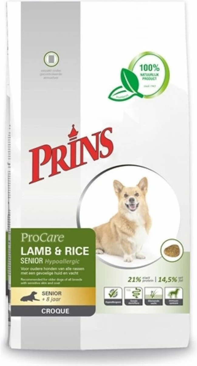 Prins ProCare Croque Lam & Rijst Senior 10 Kg - Hond 11 Prins ProCare Croque Lam & Rijst Senior 10 Kg - Hond - Afbeelding 11