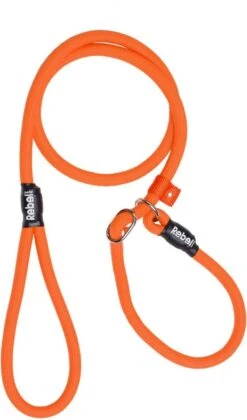 Rebel Petz - Honden Trainingslijn Met Halsband - Taupe, Zwart, Groen & Oranje - Maat Small Of Large - Kleur: Oranje, Maat: Large