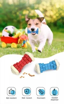 3-in-1 Hondenkauwbot - Gebitsverzorging - IQ Training - Voedsel Afgifte Functie - Geometrisch Ontwerp - Duurzaam & Milieuvriendelijk - Kauwbot - Honden - Hondenbot - Rood -Hondenbenodigdheden Korting 741x1200