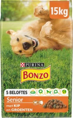 Bonzo Droog Senior - Hondenvoer Kip & Groenten - 15 Kg
