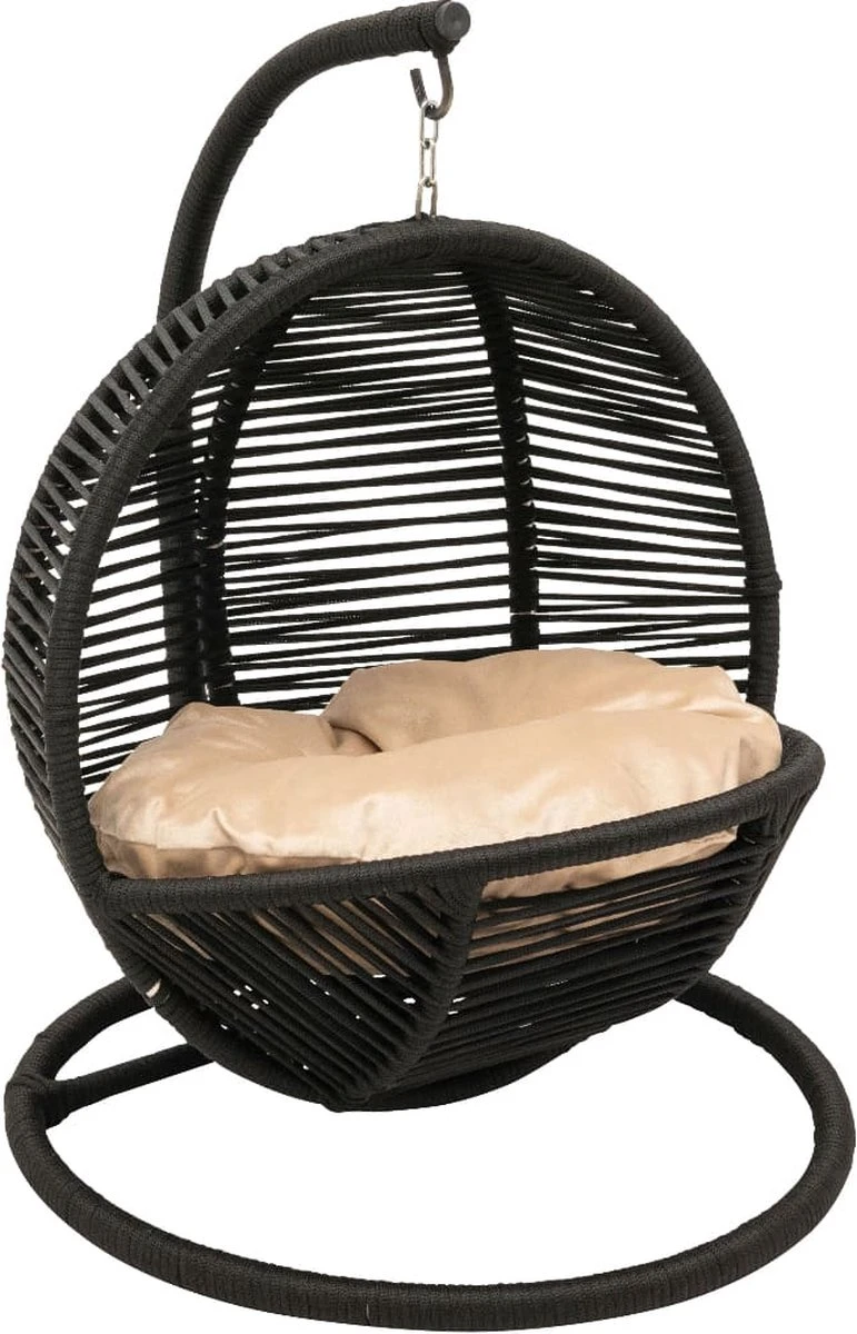Merkloos Mini Hangstoel Swing Simba Kat / Hond Zwart | Creme Kussen 2 Merkloos Mini Hangstoel Swing Simba Kat / Hond Zwart | Creme Kussen - Afbeelding 2