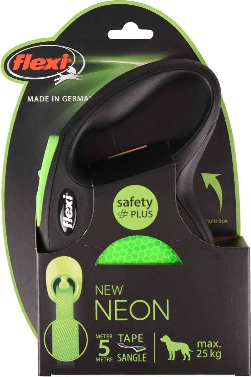 Flexi New Neon Tape - Hondenriem - Zwart/Groen - M - 5 M - (<25 Kg) 8 Flexi New Neon Tape - Hondenriem - Zwart/Groen - M - 5 M - (<25 Kg) - Afbeelding 8