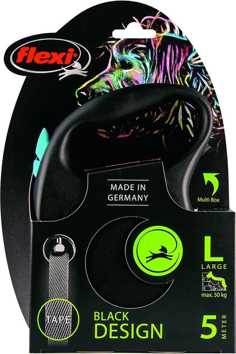 Flexi Rollijn Design - Zwart / Blauw - L 2 Flexi Rollijn Design - Zwart / Blauw - L - Afbeelding 2