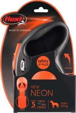 Flexi New Neon Tape - Hondenriem - Zwart/Oranje - M - 5 M - (<25 Kg)