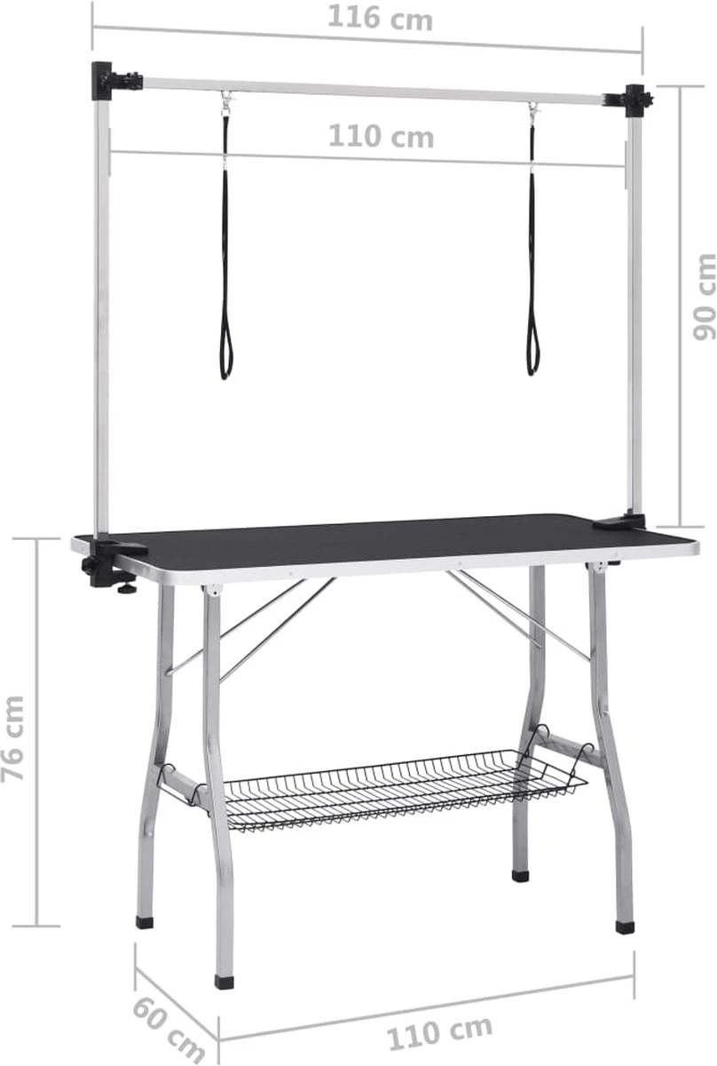 VIDAXL Hondentrimtafel Verstelbaar Met 2 Lussen En Opbergschap 12 VIDAXL Hondentrimtafel Verstelbaar Met 2 Lussen En Opbergschap - Afbeelding 12