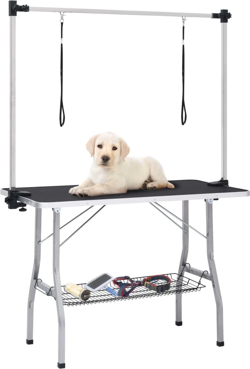 VIDAXL Hondentrimtafel Verstelbaar Met 2 Lussen En Opbergschap 1 VIDAXL Hondentrimtafel Verstelbaar Met 2 Lussen En Opbergschap
